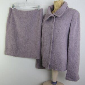 Talbots Women 8  Lavender Purple Alpaca Mohair Wool Two Piece Skirt Blazer Suit